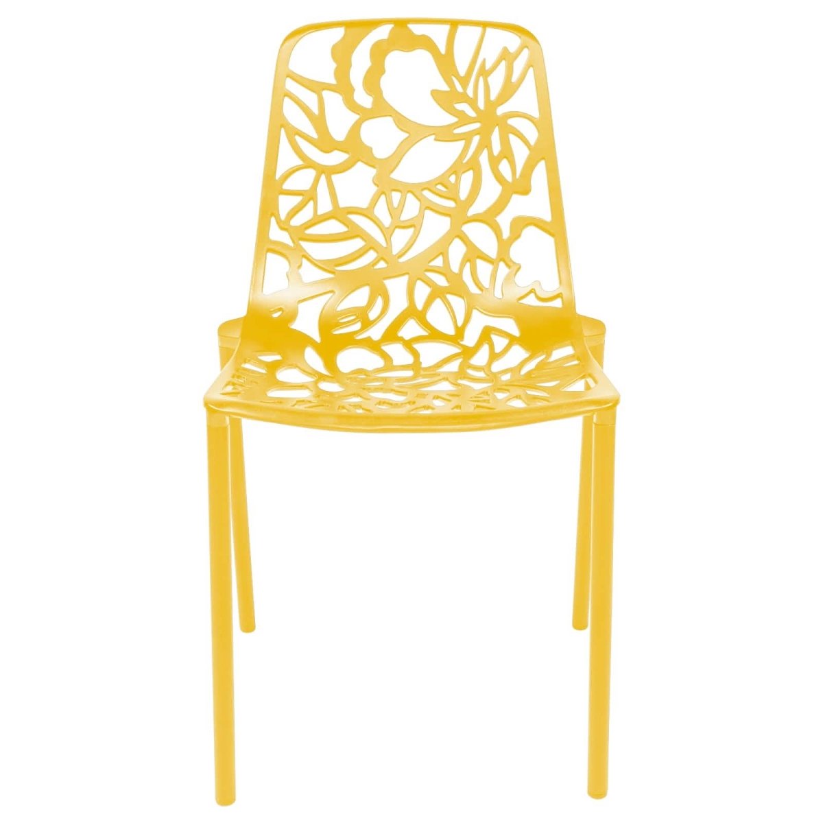 Devon Stackable Aluminum Outdoor Dining Chairs with Flower Design