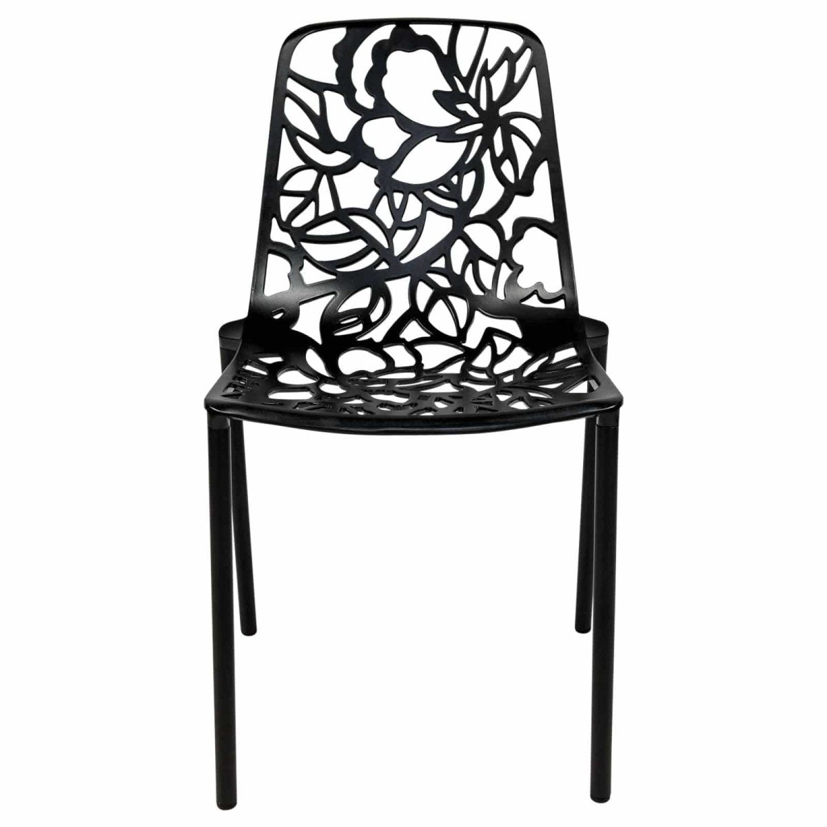 Devon Stackable Aluminum Outdoor Dining Chairs with Flower Design