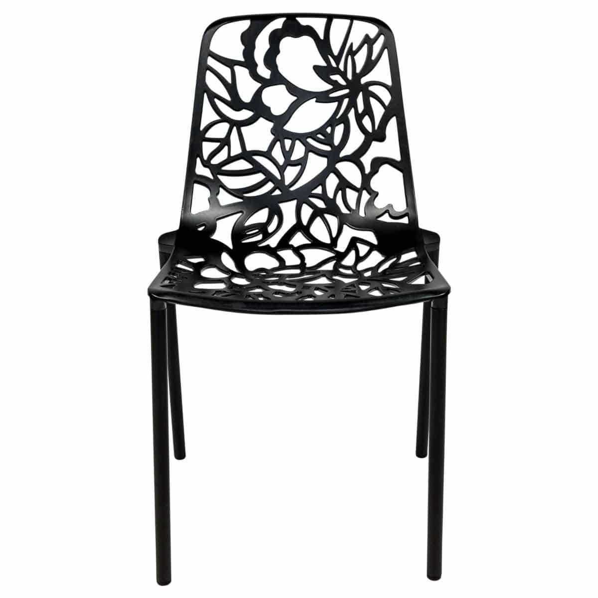 Devon Stackable Aluminum Outdoor Dining Chairs with Flower Design