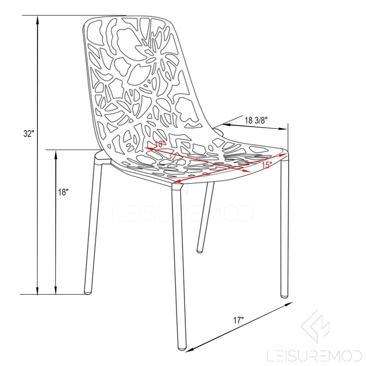 Devon Stackable Aluminum Outdoor Dining Chairs with Flower Design