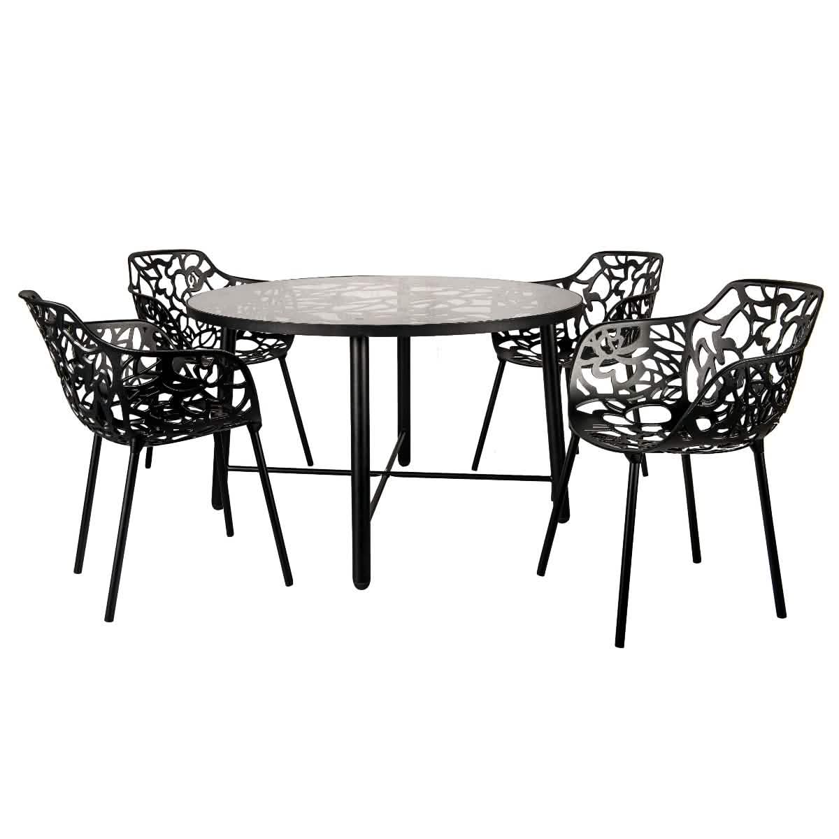 Devon Tree Design Glass Top Aluminum Base Indoor Outdoor 47.25" Dining Table