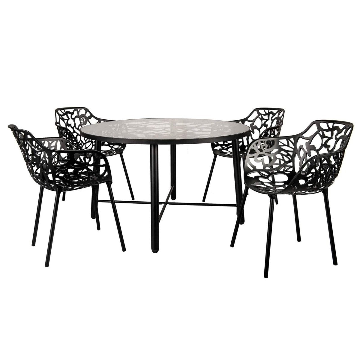 Devon Tree Design Glass Top Aluminum Base Indoor Outdoor 47.25" Dining Table