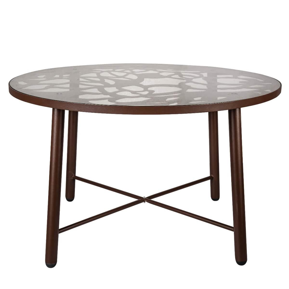 Devon Tree Design Glass Top Aluminum Base Indoor Outdoor 47.25" Dining Table