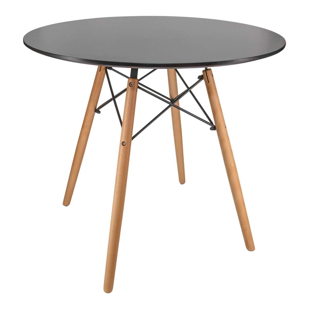 Dover 3 - Piece Dining Set with Round Black MDF Top Bistro Table and 2 Plastic Chairs