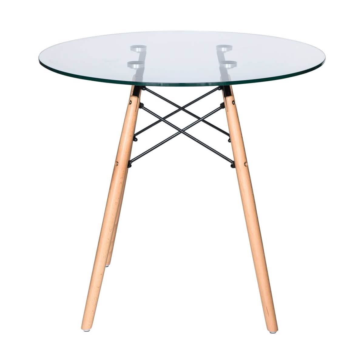Dover 3 - Piece Dining Set with Round Clear Glass Top Bistro Table and 2 Plastic Chairs