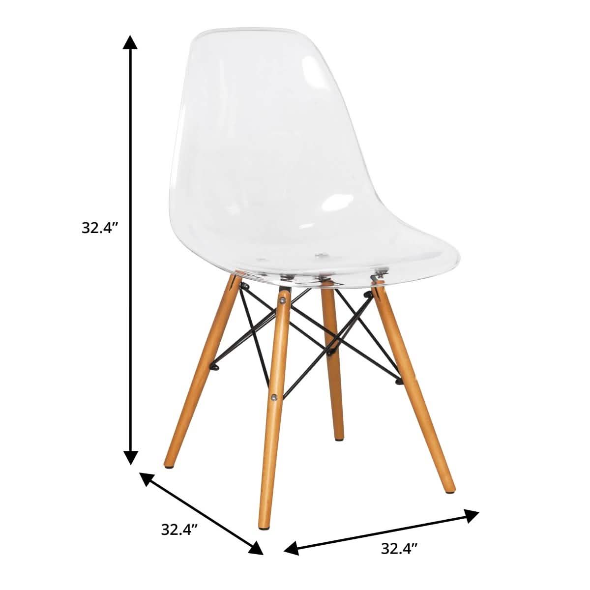 Dover 3 - Piece Dining Set with Round Clear Glass Top Bistro Table and 2 Plastic Chairs