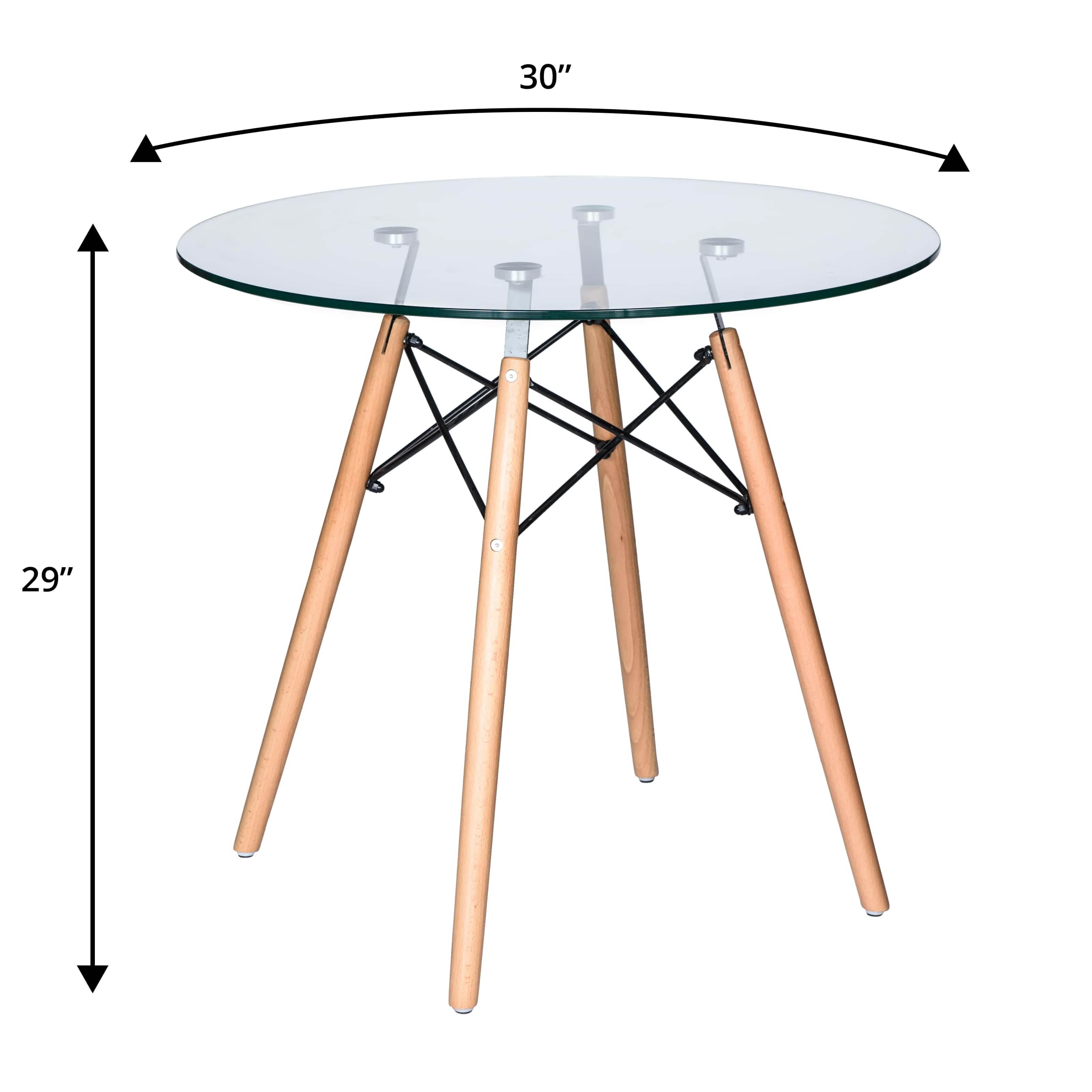 Dover 3 - Piece Dining Set with Round Clear Glass Top Bistro Table and 2 Plastic Chairs