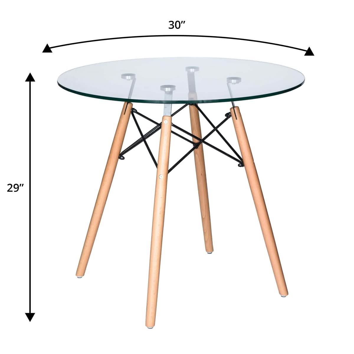 Dover 3 - Piece Dining Set with Round Clear Glass Top Bistro Table and 2 Plastic Chairs