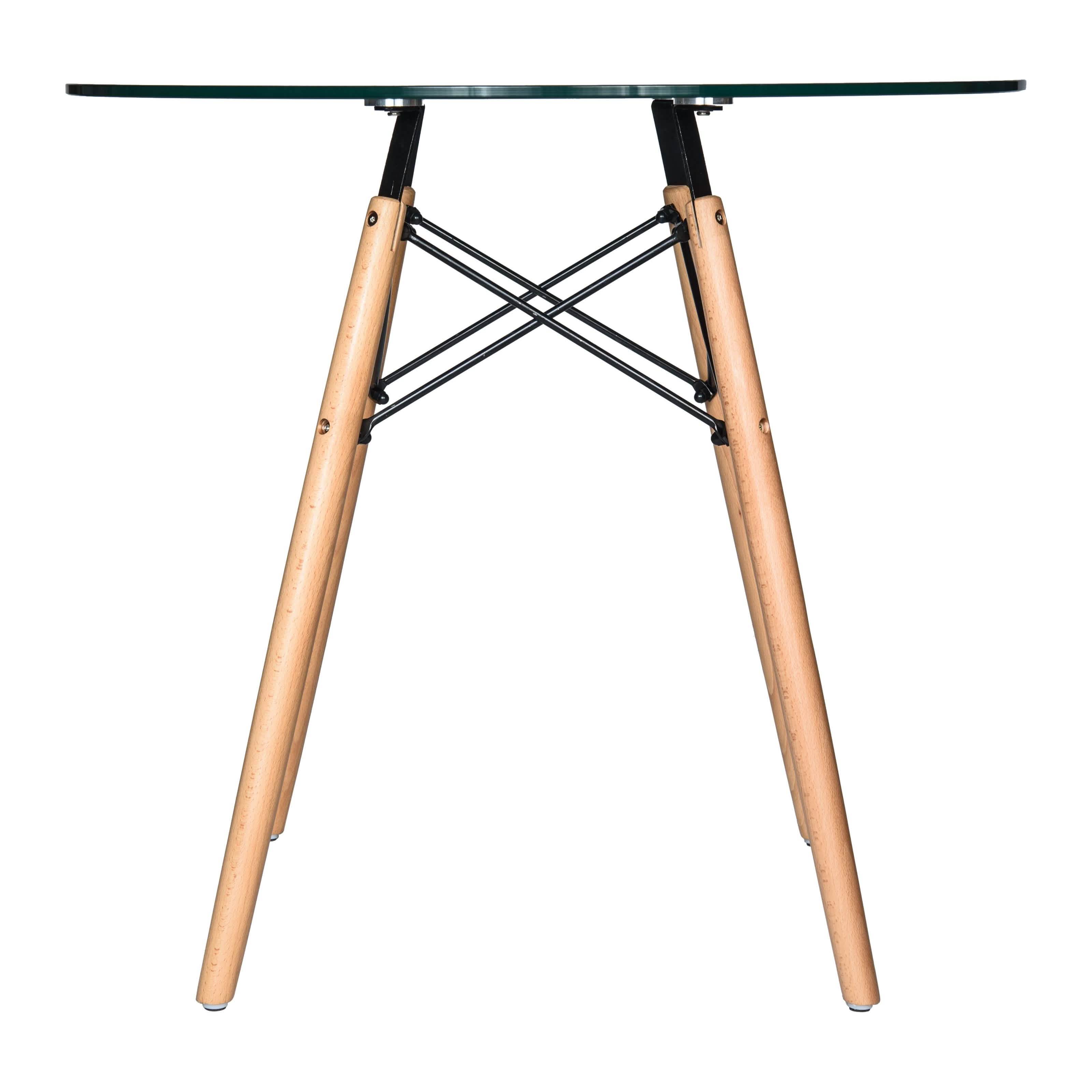 Dover 3 - Piece Dining Set with Round Clear Glass Top Bistro Table and 2 Plastic Chairs
