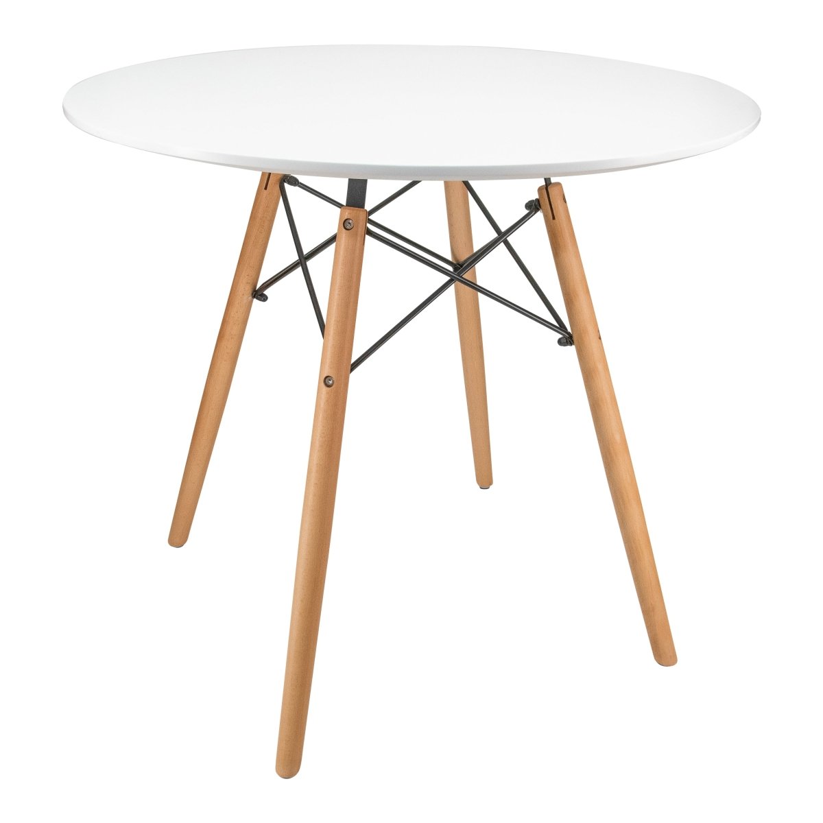 Dover 31"/47" Round Bistro Dining Table With Glass/MDF Tabletop and Beech Wood Eiffel Base