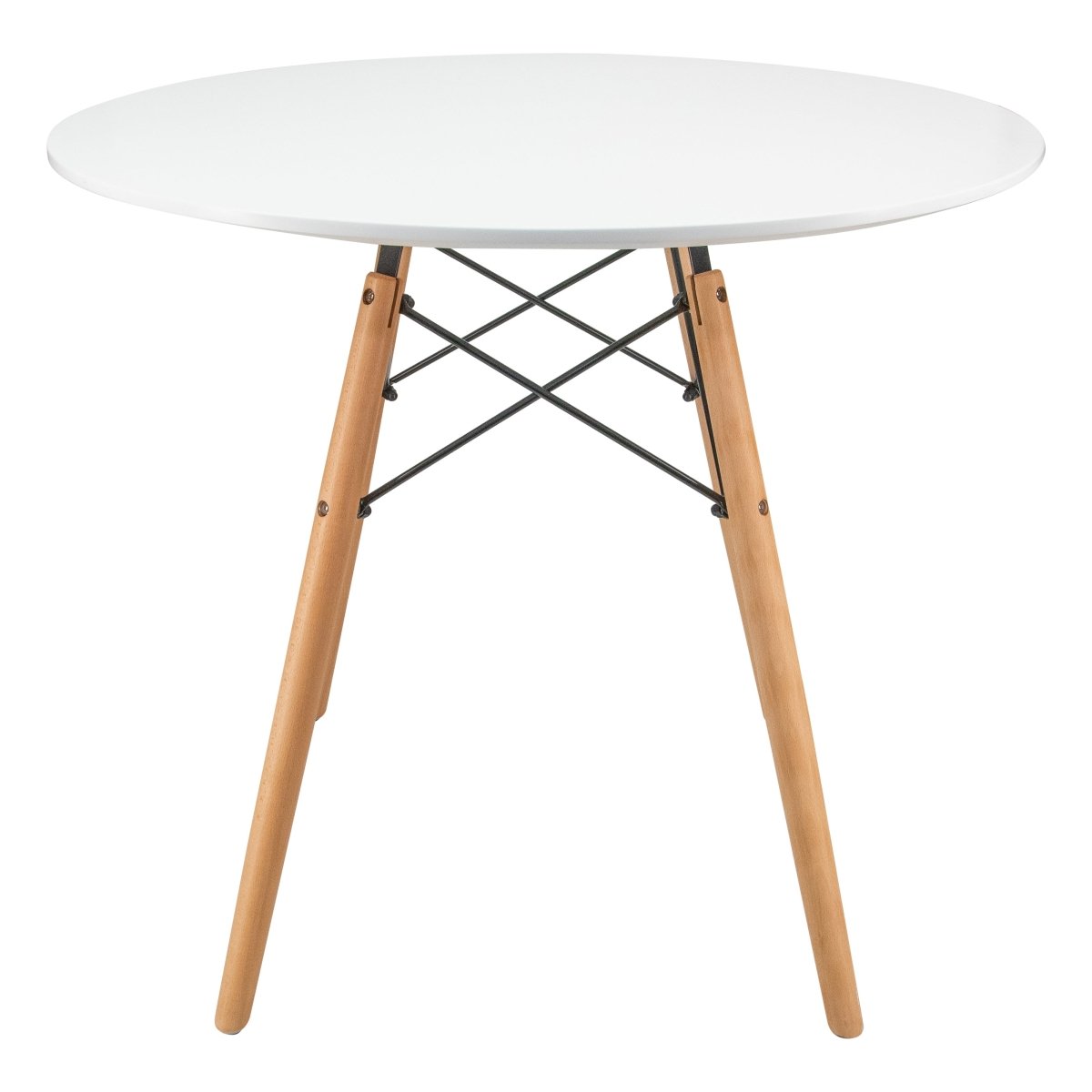 Dover 31"/47" Round Bistro Dining Table With Glass/MDF Tabletop and Beech Wood Eiffel Base