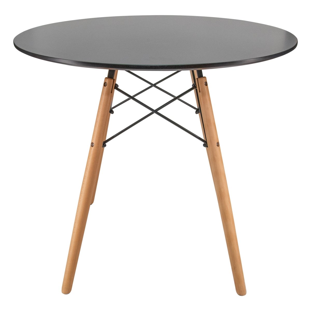 Dover 31"/47" Round Bistro Dining Table With Glass/MDF Tabletop and Beech Wood Eiffel Base