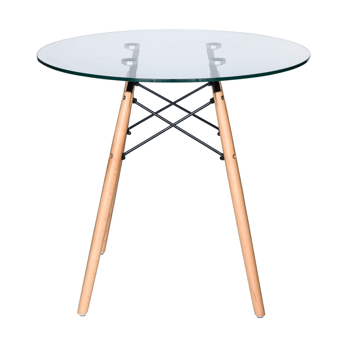 Dover 31"/47" Round Bistro Dining Table With Glass/MDF Tabletop and Beech Wood Eiffel Base