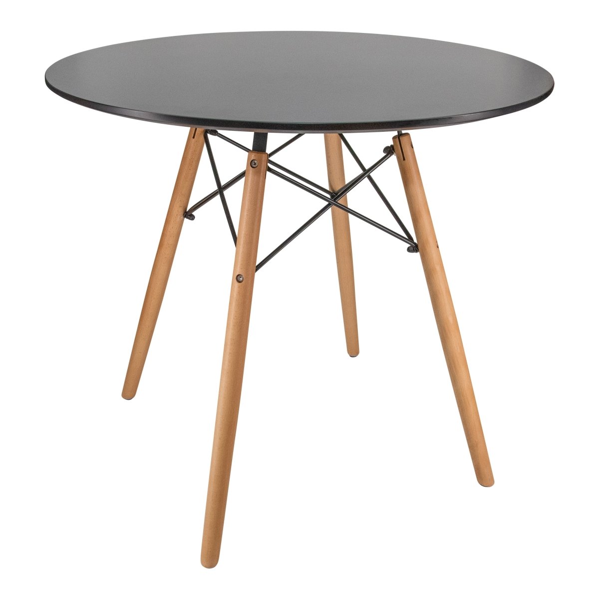 Dover 31"/47" Round Bistro Dining Table With Glass/MDF Tabletop and Beech Wood Eiffel Base