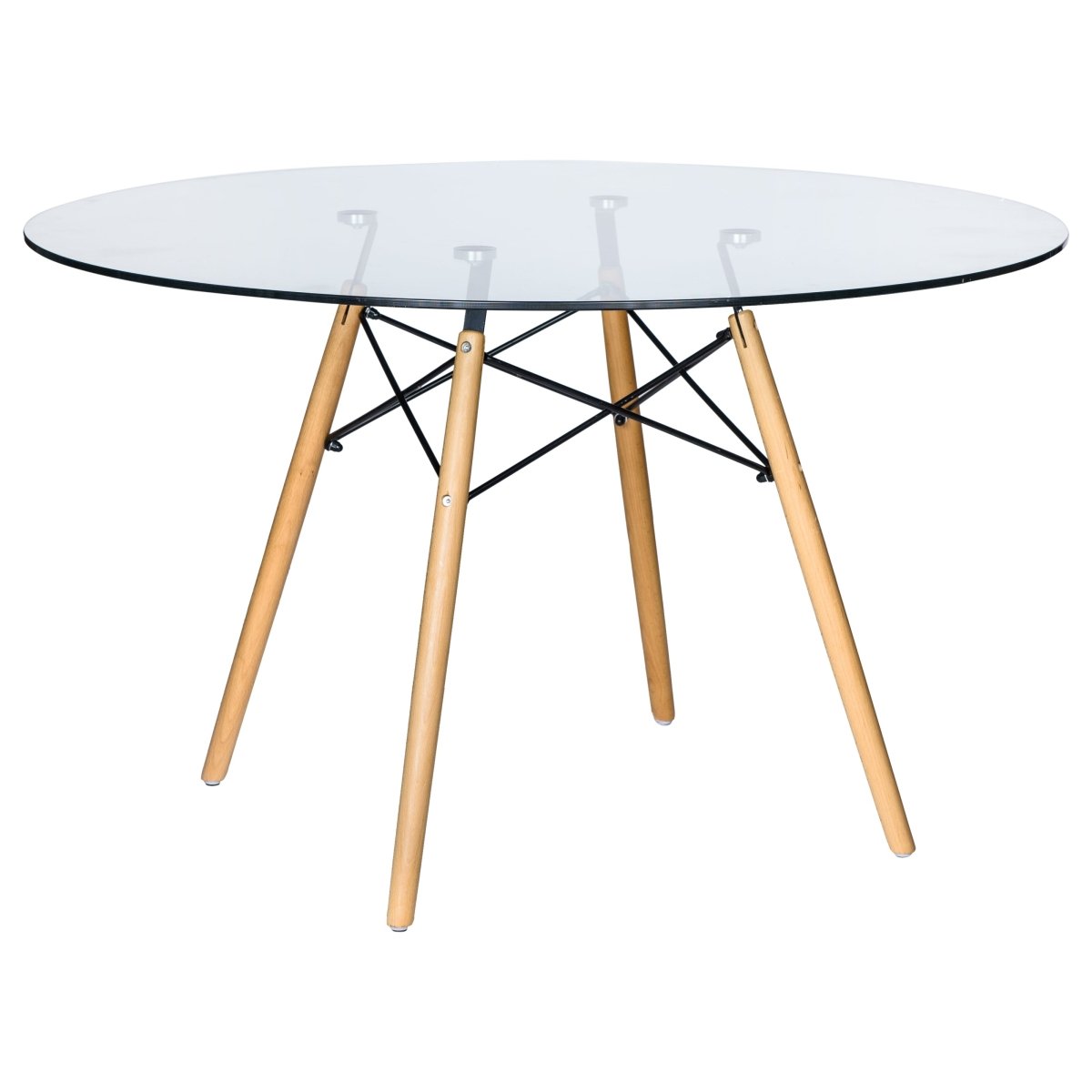Dover 31"/47" Round Bistro Dining Table With Glass/MDF Tabletop and Beech Wood Eiffel Base
