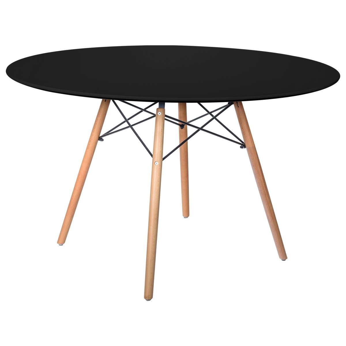 Dover 31"/47" Round Bistro Dining Table With Glass/MDF Tabletop and Beech Wood Eiffel Base