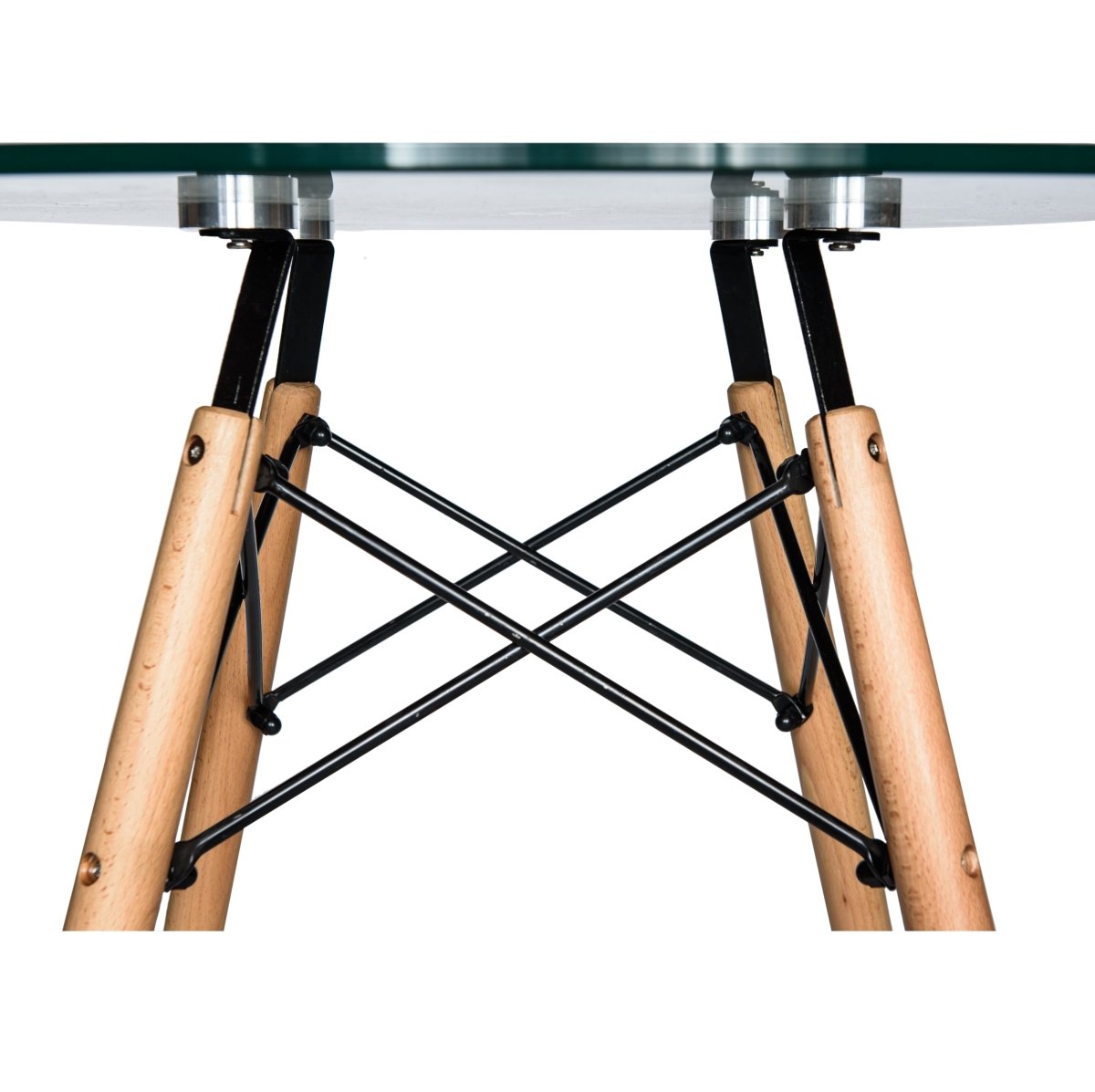 Dover 31"/47" Round Bistro Dining Table With Glass/MDF Tabletop and Beech Wood Eiffel Base