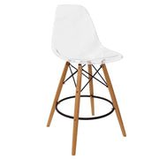 Dover Mid - Century Modern Plastic Barstool with Beech Wood Legs for Kitchen and Dining Room
