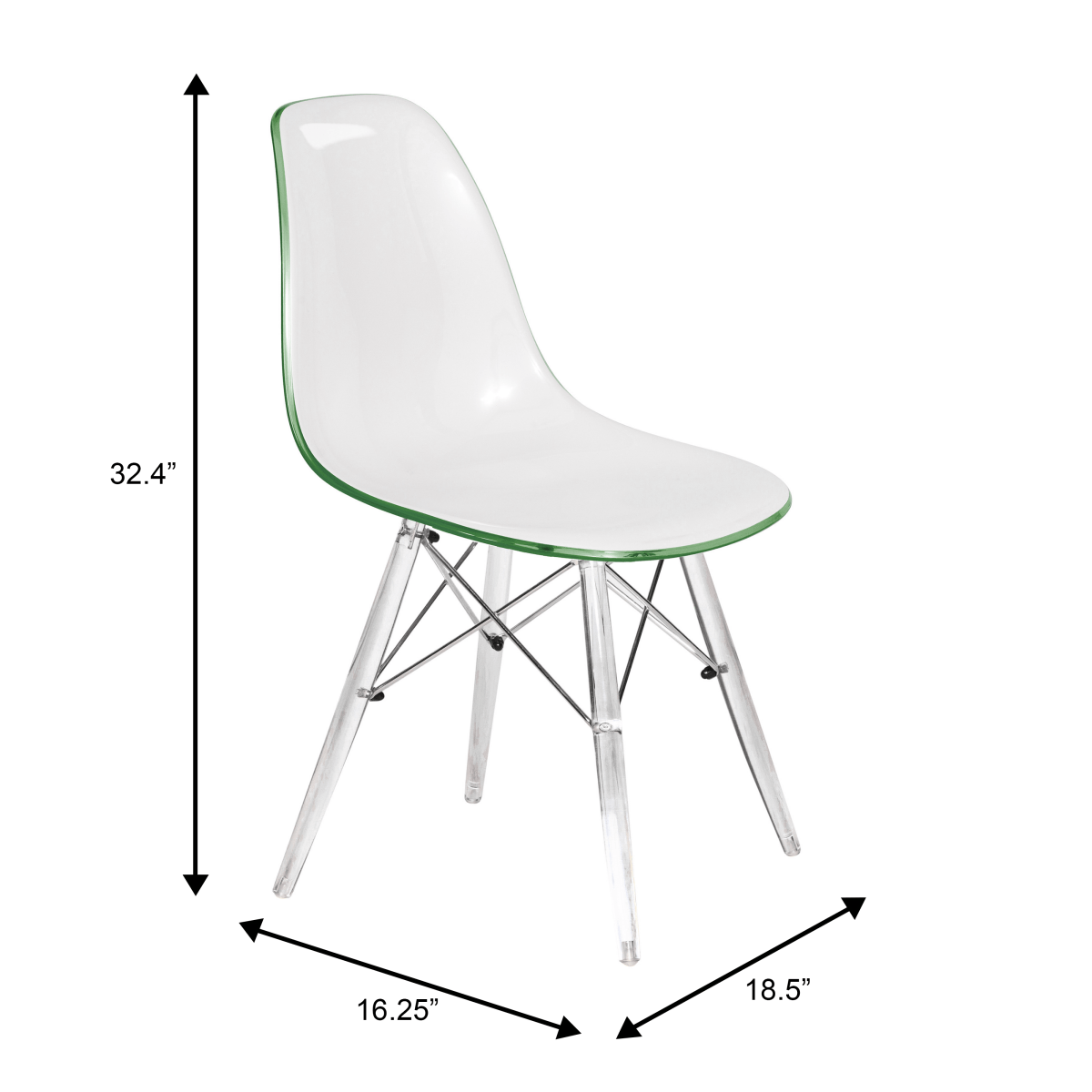 Dover Molded Side Chair with Acrylic Base, Set of 4