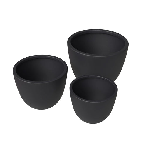 Dahlia 3-Piece Fiberstone and MGO Clay Planter Set, Mid-Century Modern Round Planter Pot for Indoor and Outdoor Home
