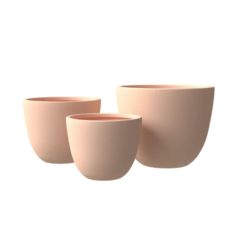 Dahlia 3-Piece Fiberstone and MGO Clay Planter Set, Mid-Century Modern Round Planter Pot for Indoor and Outdoor Home