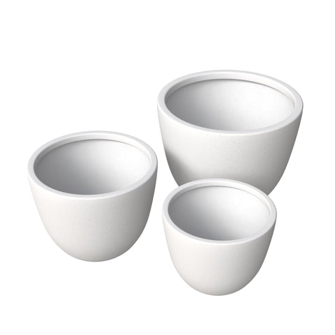 Dahlia 3-Piece Fiberstone and MGO Clay Planter Set, Mid-Century Modern Round Planter Pot for Indoor and Outdoor Home