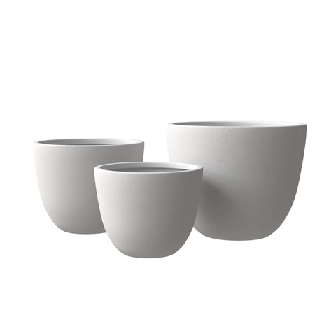 Dahlia 3-Piece Fiberstone and MGO Clay Planter Set, Mid-Century Modern Round Planter Pot for Indoor and Outdoor Home