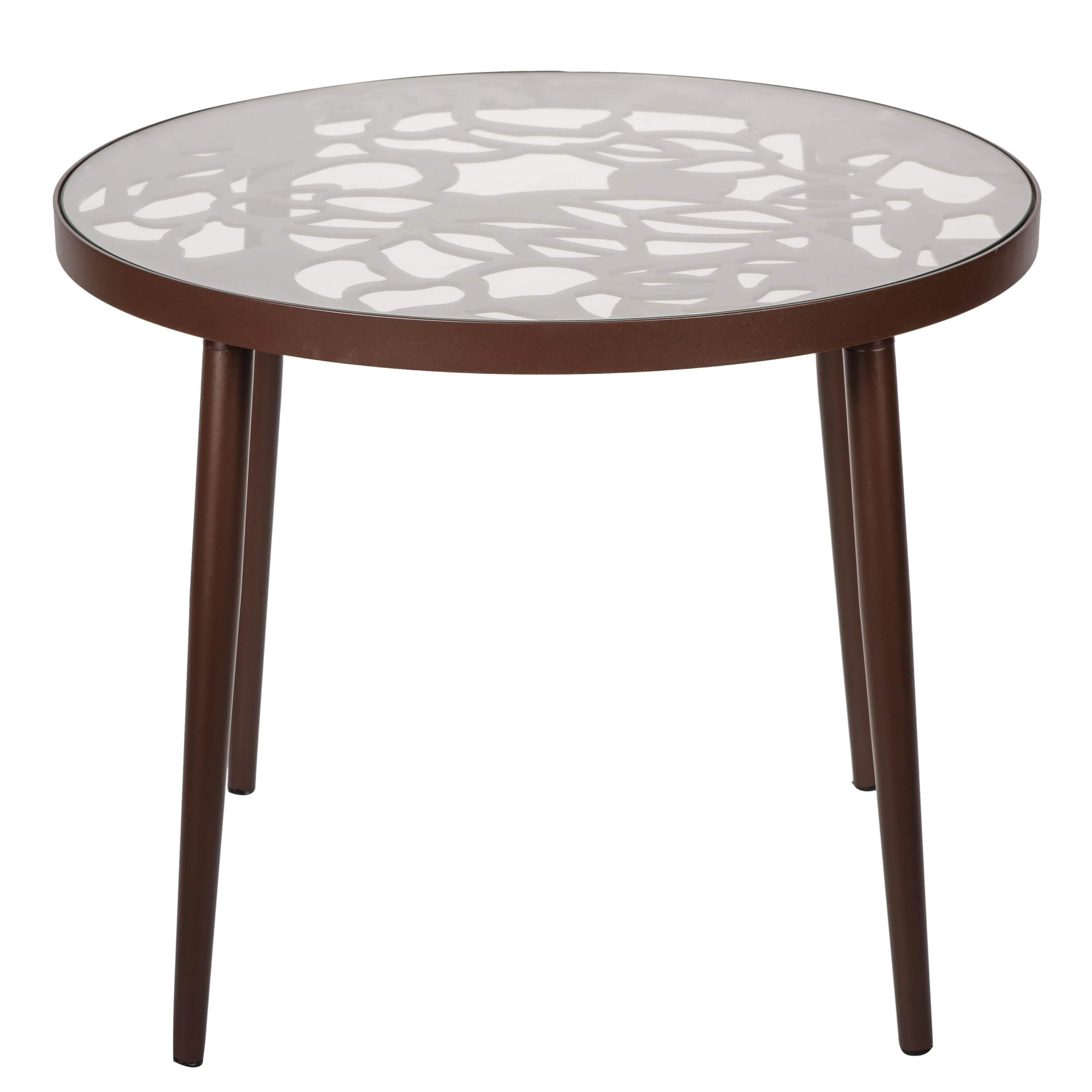 Devon Tree Design Glass Top Aluminum Base Indoor Outdoor Bistro Dining Table