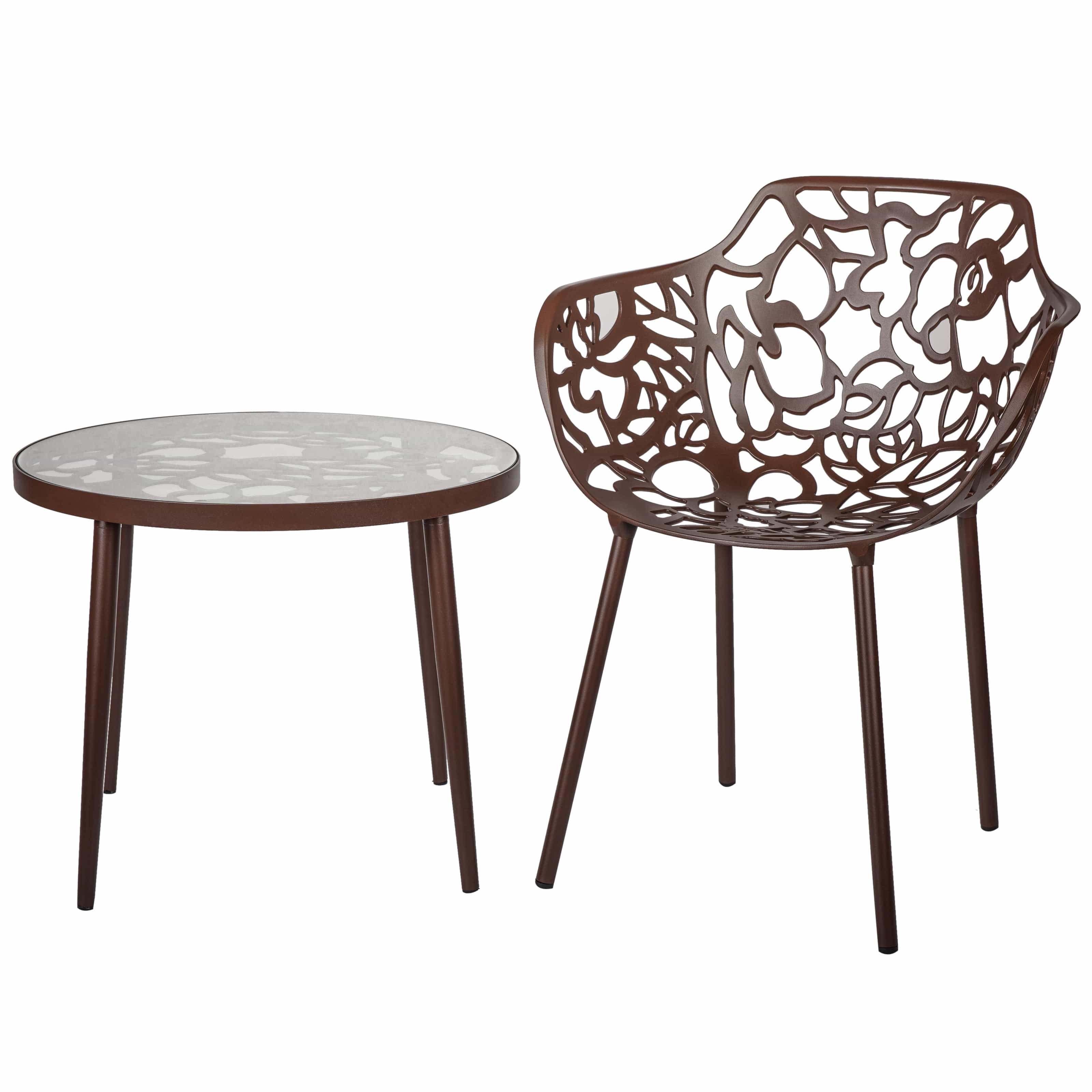 Devon Tree Design Glass Top Aluminum Base Indoor Outdoor Bistro Dining Table