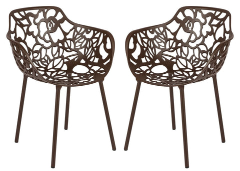 Devon 3-Piece Patio Dining Set: Aluminum Table with Glass Top & 2 Flower Arm Chairs