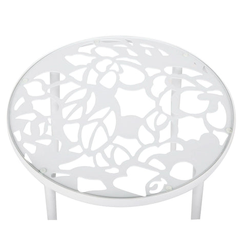 Devon 3-Piece Patio Dining Set: Aluminum Table with Glass Top & 2 Flower Arm Chairs