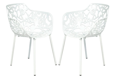 Devon 3-Piece Patio Dining Set: Aluminum Table with Glass Top & 2 Flower Arm Chairs