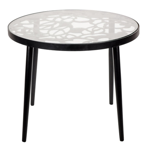 Devon 3-Piece Patio Dining Set: Aluminum Table with Glass Top & 2 Stackable Flower Chairs