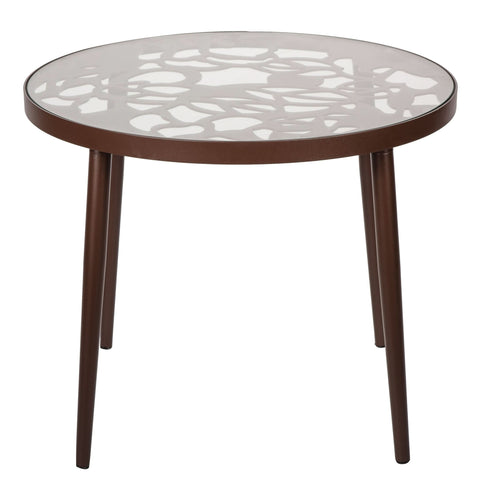 Devon 3-Piece Patio Dining Set: Aluminum Table with Glass Top & 2 Stackable Flower Chairs