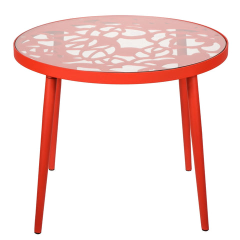 Devon 3-Piece Patio Dining Set: Aluminum Table with Glass Top & 2 Stackable Flower Chairs