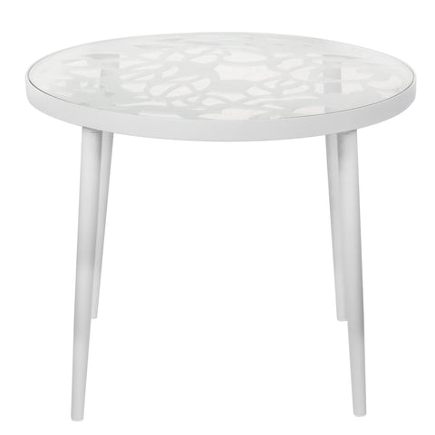 Devon 3-Piece Patio Dining Set: Aluminum Table with Glass Top & 2 Stackable Flower Chairs