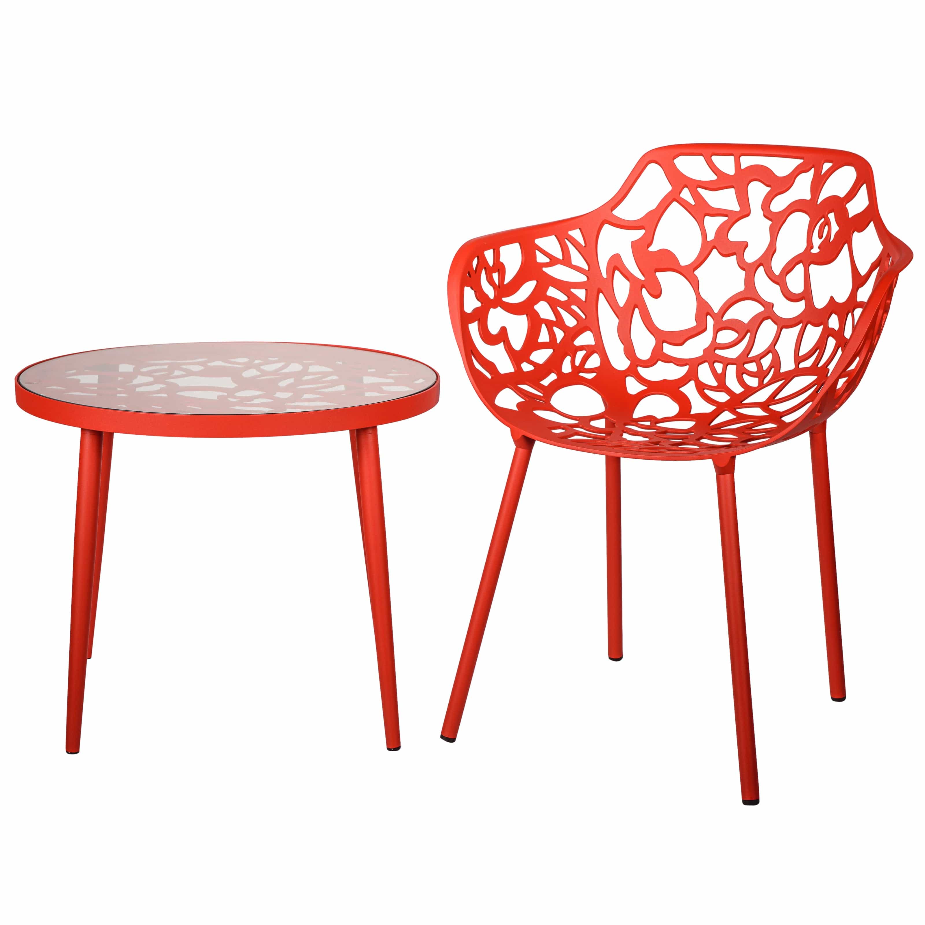 Devon Tree Design Glass Top Aluminum Base Indoor Outdoor Bistro Dining Table