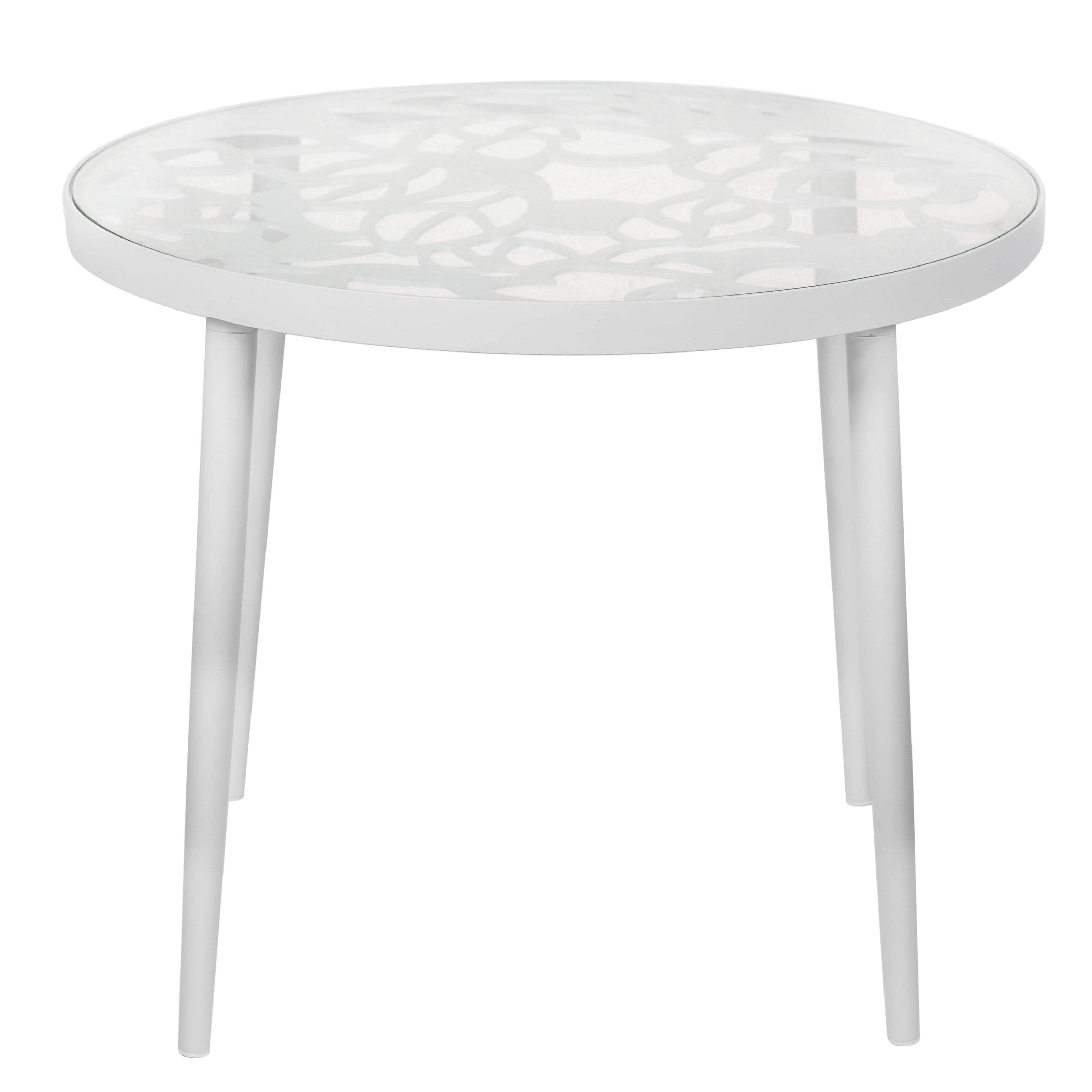 Devon Tree Design Glass Top Aluminum Base Indoor Outdoor Bistro Dining Table