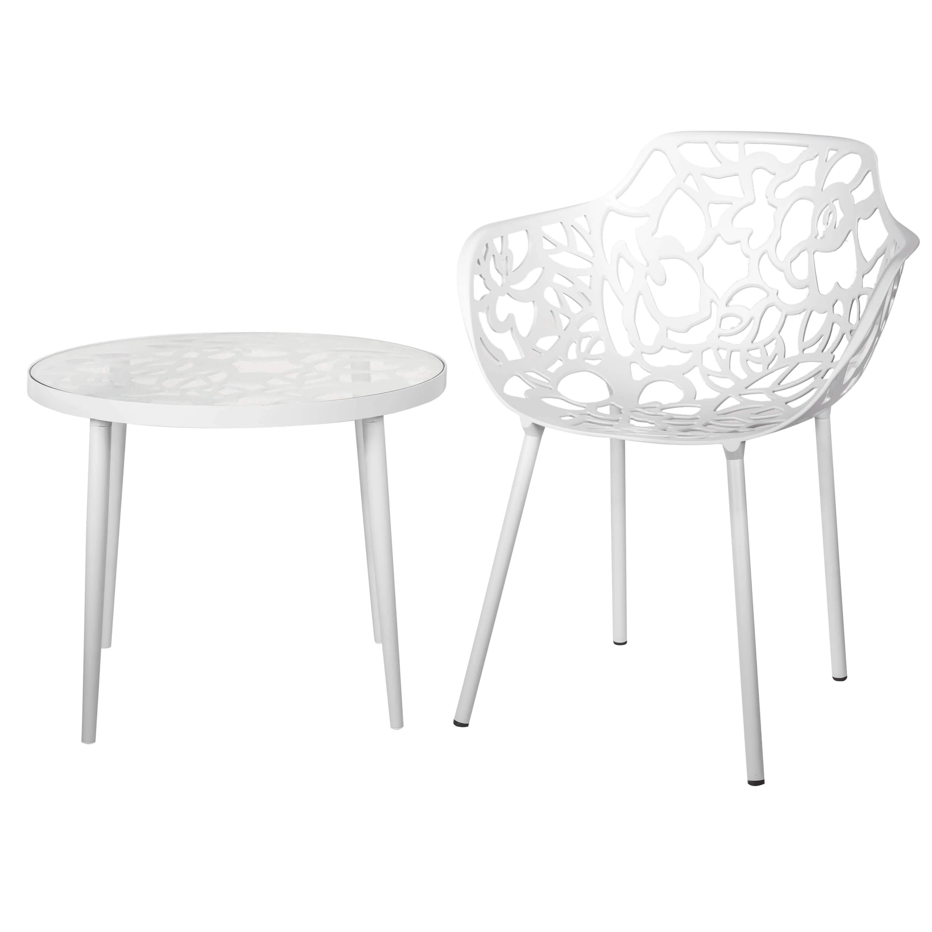 Devon Tree Design Glass Top Aluminum Base Indoor Outdoor Bistro Dining Table
