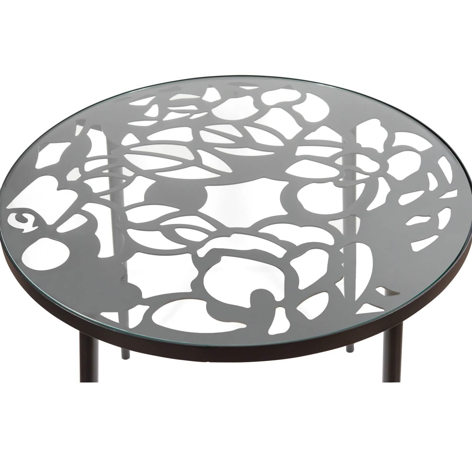 Devon Tree Design Glass Top Aluminum Base Indoor Outdoor Bistro Dining Table