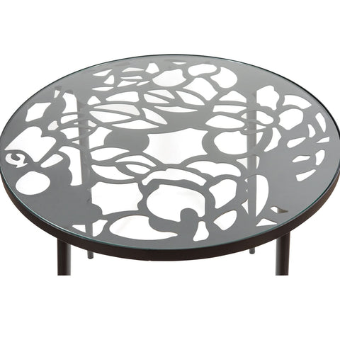 Devon 5-Piece Patio Dining Set: Aluminum Table with Glass Top & 4 Stackable Flower Chairs