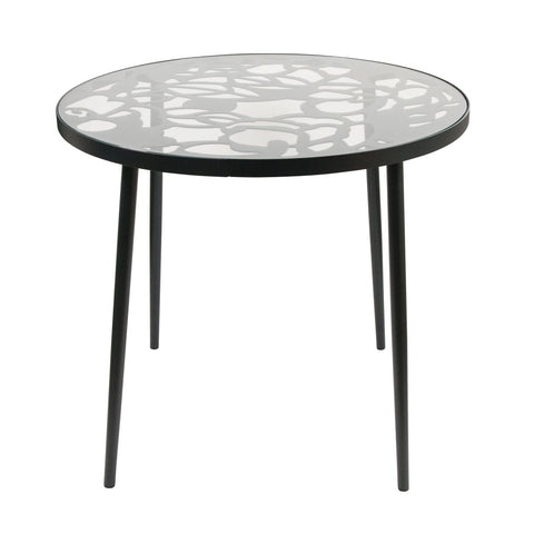Devon 5-Piece Patio Dining Set: Aluminum Table with Glass Top & 4 Stackable Flower Chairs