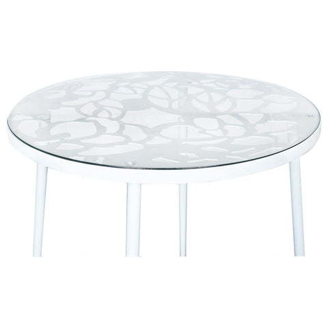 Devon 5-Piece Outdoor Dining Set: Aluminum Table with Glass Top & 4 Flower Armchairs