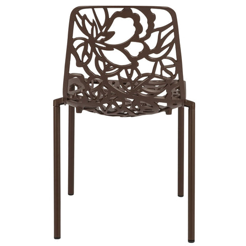 Devon 7-Piece Outdoor Dining Set: Aluminum Table with Glass Top & 6 Stackable Flower Chairs