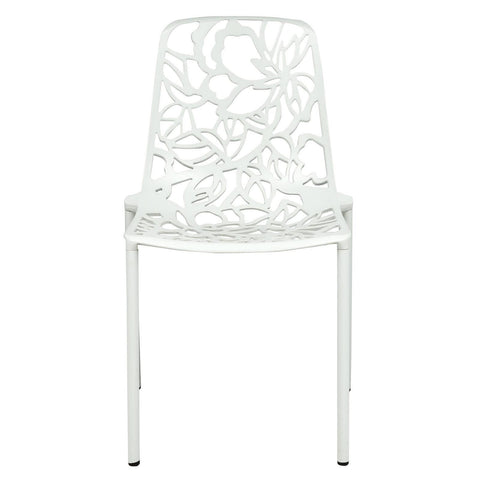 Devon 7-Piece Outdoor Dining Set: Aluminum Table with Glass Top & 6 Flower Armchairs
