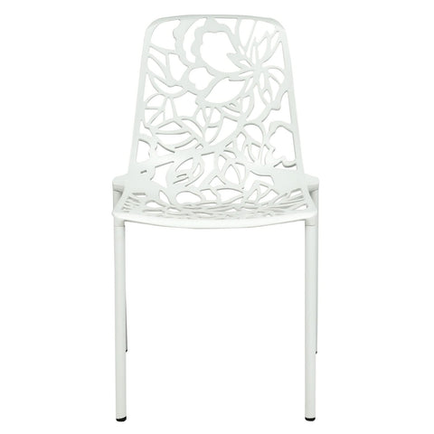 Devon 7-Piece Outdoor Dining Set: Aluminum Table with Glass Top & 6 Stackable Flower Chairs