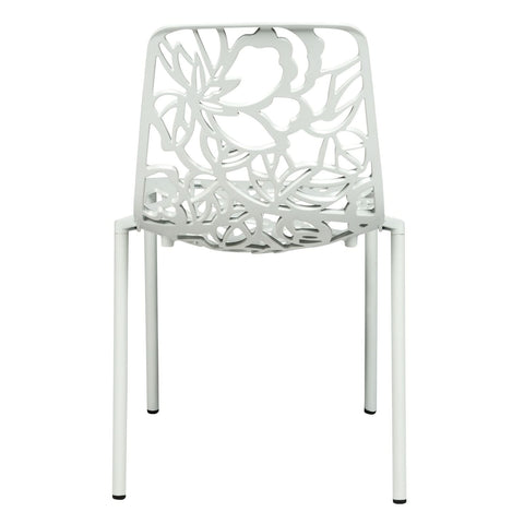 Devon 7-Piece Outdoor Dining Set: Aluminum Table with Glass Top & 6 Stackable Flower Chairs
