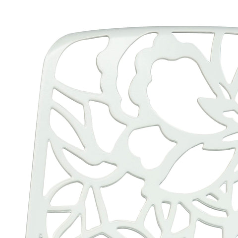 Devon 7-Piece Outdoor Dining Set: Aluminum Table with Glass Top & 6 Flower Armchairs