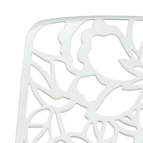 Devon 7-Piece Outdoor Dining Set: Aluminum Table with Glass Top & 6 Stackable Flower Chairs