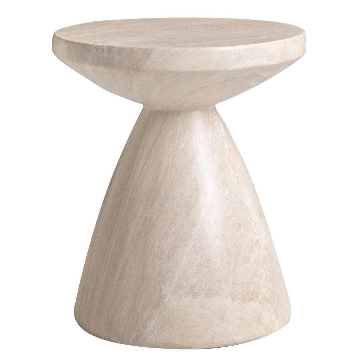 Dune Side Table Fiberstone Round Accent Table and Hourglass Pedestal Base Stone Marble Side Table LeisureMod